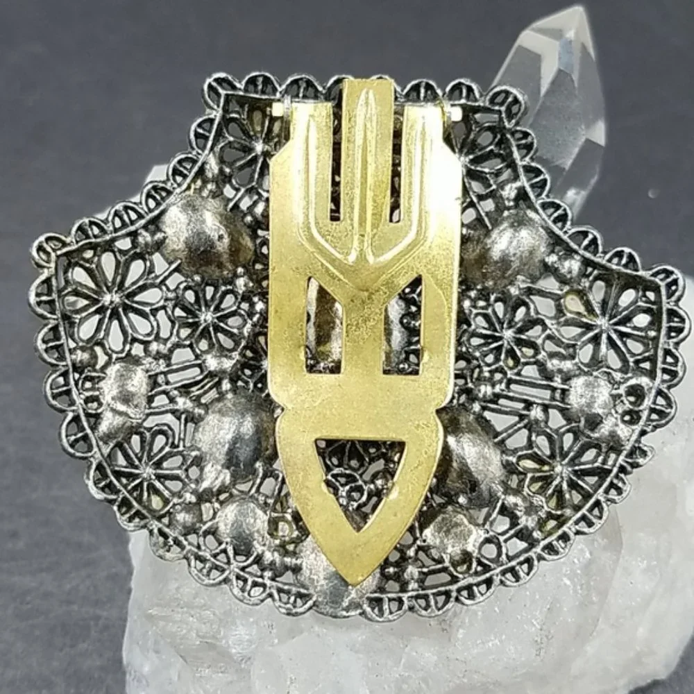 Vintage New England Glassworks Red Rhinestone Dress Clip